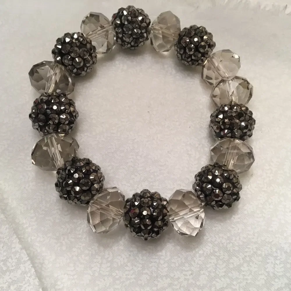 Faceted Acrylic Crystal and Caviar Beads Bracelet